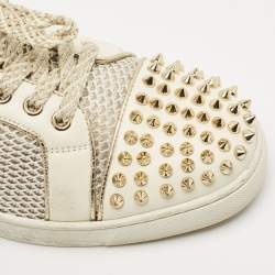 Christian Louboutin Cream Leather and Mesh Vieira Lace Up Sneakers Size 40