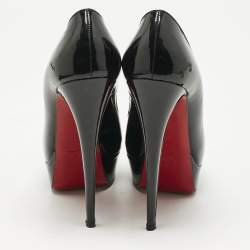 Christian Louboutin Black Patent Leather Lady Peep Platform Pumps Size 40.5