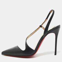Christian Louboutin Black Leather June Slingback Pumps Size 39