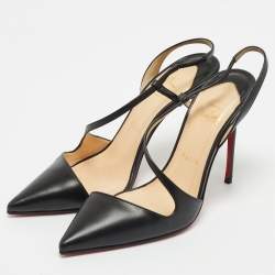 Christian Louboutin Black Leather June Slingback Pumps Size 39