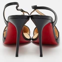 Christian Louboutin Black Leather June Slingback Pumps Size 39