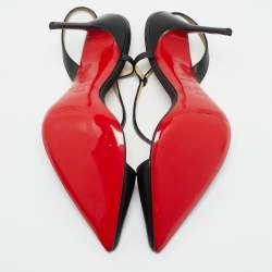 Christian Louboutin Black Leather June Slingback Pumps Size 39