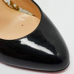 Christian Louboutin Black Patent Leather Crossettinetta Cross Strap Sandals Size 40.5