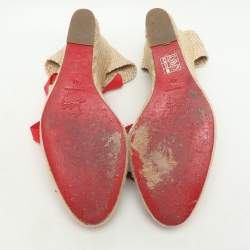 Pre Owned Christian Louboutin Multicolor Striped Canvas Caron Plato Wedge Espadrille Sandals Size 41