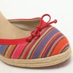 Pre Owned Christian Louboutin Multicolor Striped Canvas Caron Plato Wedge Espadrille Sandals Size 41