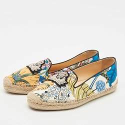 Pre Owned Christian Louboutin Multicolor Fabric Galia Espadrille Flats Size 37