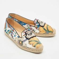 Pre Owned Christian Louboutin Multicolor Fabric Galia Espadrille Flats Size 37