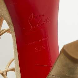 Christian Louboutin Beige Suede Ankle Strap Sandals Size 36.5