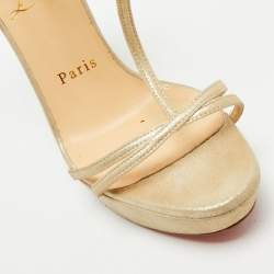 Christian Louboutin Beige Suede Ankle Strap Sandals Size 36.5