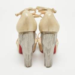 Christian Louboutin Beige Suede Ankle Strap Sandals Size 36.5