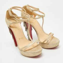 Christian Louboutin Beige Suede Ankle Strap Sandals Size 36.5