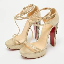 Christian Louboutin Beige Suede Ankle Strap Sandals Size 36.5