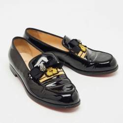 Christian Louboutin Black Patent Leather Slip On Loafers Size 37