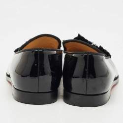 Christian Louboutin Black Patent Leather Slip On Loafers Size 37