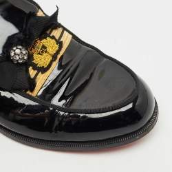 Christian Louboutin Black Patent Leather Slip On Loafers Size 37
