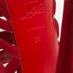 Christian Louboutin Red Suede Larissa Ankle Strap Sandals Size 39