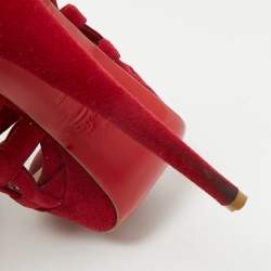 Christian Louboutin Red Suede Larissa Ankle Strap Sandals Size 39