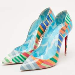 Pre Owned Christian Louboutin Multicolor Printed Patent Leather Hot Chick Pumps Size 36