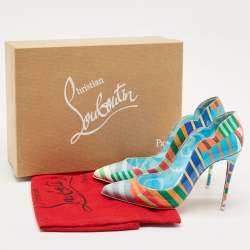 Pre Owned Christian Louboutin Multicolor Printed Patent Leather Hot Chick Pumps Size 36
