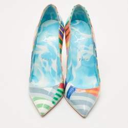 Pre Owned Christian Louboutin Multicolor Printed Patent Leather Hot Chick Pumps Size 36