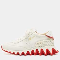 Christian Louboutin White Leather Loubishark Sneakers Size 38