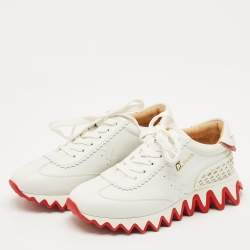 Pre Owned Christian Louboutin White Leather Loubishark Sneakers Size 38