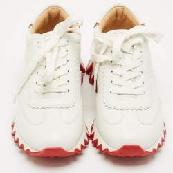 Pre Owned Christian Louboutin White Leather Loubishark Sneakers Size 38