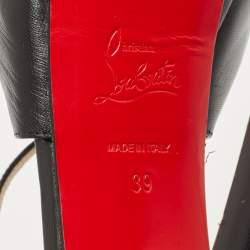 Pre Owned Christian Louboutin Black Leather Cross Me Sandals Size 39