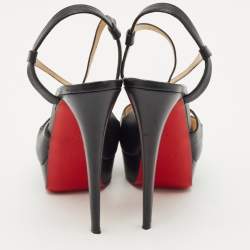 Pre Owned Christian Louboutin Black Leather Cross Me Sandals Size 39