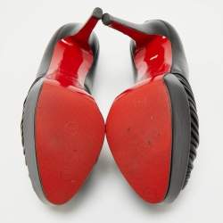 Pre Owned Christian Louboutin Black Leather Jenny Platform Pumps Size 38