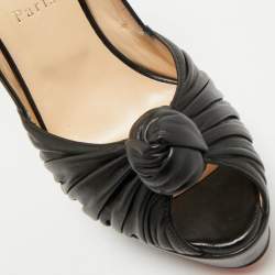 Pre Owned Christian Louboutin Black Leather Jenny Platform Pumps Size 38