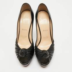 Pre Owned Christian Louboutin Black Leather Jenny Platform Pumps Size 38