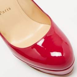 Christian Louboutin Fuchsia Patent Leather Bianca Platform Pumps Size 38