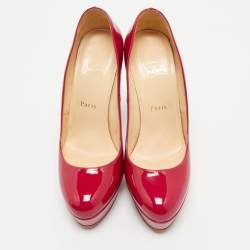 Christian Louboutin Fuchsia Patent Leather Bianca Platform Pumps Size 38