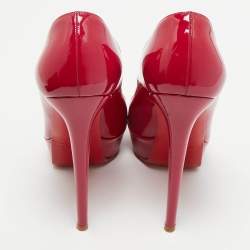 Christian Louboutin Fuchsia Patent Leather Bianca Platform Pumps Size 38