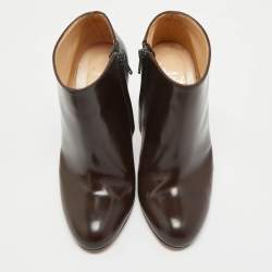 Pre Owned Christian Louboutin Brown Leather Bellissima Ankle Booties Size 38