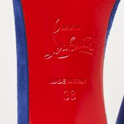 Christian Louboutin Blue Suede Harler Ankle Strap Pumps Size 38