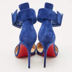 Christian Louboutin Blue Suede Harler Ankle Strap Pumps Size 38