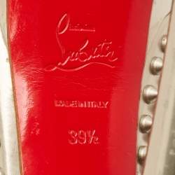 Pre Owned Christian Louboutin Gold  Leather Clou Noeud Platform Slingback Sandals Size 39.5