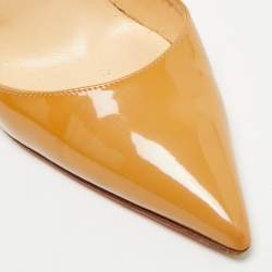 Pre Owned Christian Louboutin Beige Patent Leather Kate Pumps Size 37.5