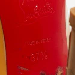 Pre Owned Christian Louboutin Beige Patent Leather Kate Pumps Size 37.5