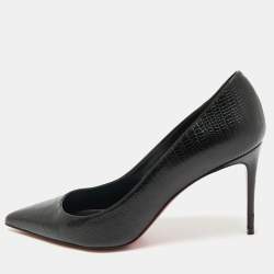 Christian Louboutin Black Lizard Embossed Leather Kate Pumps Size 41