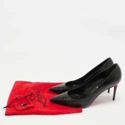 Pre Owned Christian Louboutin Black Lizard Embossed Leather Kate Pumps Size 41