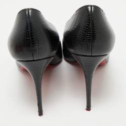 Pre Owned Christian Louboutin Black Lizard Embossed Leather Kate Pumps Size 41