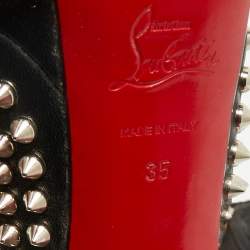 Pre Owned Christian Louboutin Black Leather Bianca Spike Platform Pumps Size 35