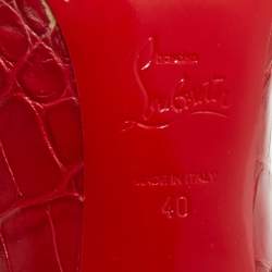 Pre Owned Christian Louboutin Red Croc Embossed Leather Pigalle Follies Pumps Size 40