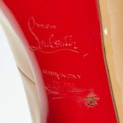 Pre Owned Christian Louboutin Beige Patent Leather Very Prive Pumps Size 37.5