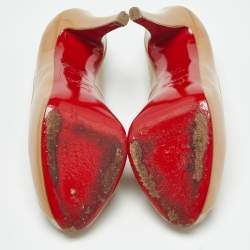 Pre Owned Christian Louboutin Beige Patent Leather Very Prive Pumps Size 37.5