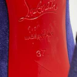 مملوكة مسبقًا حذاء كعب عالى كريستيان لوبوتان كورنيل سويد أزرق مقاس 37