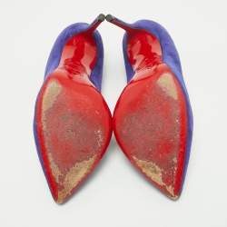 مملوكة مسبقًا حذاء كعب عالى كريستيان لوبوتان كورنيل سويد أزرق مقاس 37